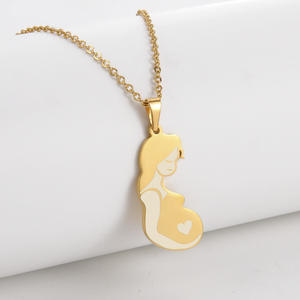 Moda Día DE LA MADRE joyería collar PVD 18K chapado en oro de acero inoxidable papá <span class=keywords><strong>MaMa</strong></span> bebé colgante collar joyería fina - Product Image 4