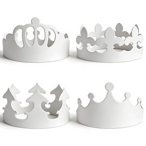 12 couronnes en papier blanc vierges à personnaliser, style classique, <span class=keywords><strong>pour</strong></span> fêtes d'anniversaire, décorations <span class=keywords><strong>de</strong></span> chapeaux <span class=keywords><strong>de</strong></span> fête en classe - Product Image 1