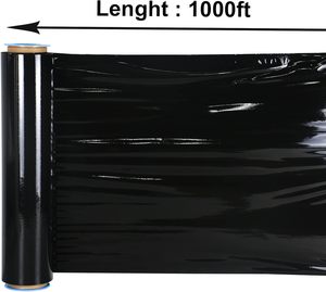 JinXin PACK Rollo de Plástico Negro de Alta Resistencia para Embalaje Industrial, 18 Pulgadas x 1000 Pies, Calibre 80, 1 Paquete - Product Image 3