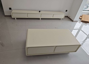 Meuble TV moderne de style minimaliste blanc, meuble de divertissement multimédia <span class=keywords><strong>pour</strong></span> le salon - Product Image 5