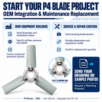 Pale de ventilateur axial à 3 lames PAG en fibre de verre renforcée, angle réglable, haute résistance pour ventilateur d'extraction, entrepôt frigorifique, congélateur