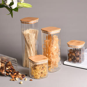 Pot de conservation carré en verre personnalisé avec couvercle en bois, récipient hermétique de qualité alimentaire pour garder les aliments frais - Product Image 3