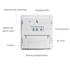 Thermomètre hygromètre numérique à grand écran LCD pour intérieur et extérieur <span class=keywords><strong>avec</strong></span> horloge, mémoire des valeurs maximales et minimales et fil externe - Product Image 3