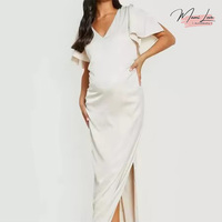Robe longue de maternité en satin à manches flûte pour séance photo, vêtements de grossesse pour femmes enceintes, vente en gros