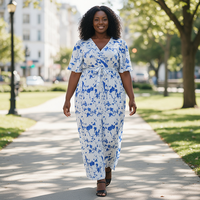 Nouvelle Robe Décontractée Ample Imprimée Style Rétro avec Taille Cintrée et Effet Drapé pour la Vente en Gros 6450