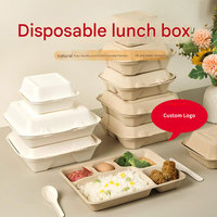 Envases de Alimentos Desechables Biodegradables y Compostables con Logotipo Personalizado, Aptos para Microondas, con Tapa, de Pulpa de Fibra de Caña de Azúcar