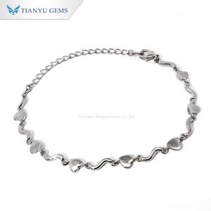 Tianyu Gems Minimalist Silver Tone <b>Copper</b> <b>Bracelet</b> Heart Shape Link Chain Fashion Jewelry for Women - Product Image 3