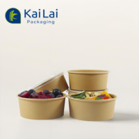 Bols en kraft biodégradables, impression personnalisée, bols à riz jetables pour l'emballage de la restauration rapide, bols en papier kraft