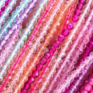 Perles en verre hydrofuge facettées mini rondelles de 2 mm, couleurs assorties (plus de 50 couleurs), rose et violet, pour la fabrication de bijoux DIY – <span class=keywords><strong>Prix</strong></span> usine - Product Image 1