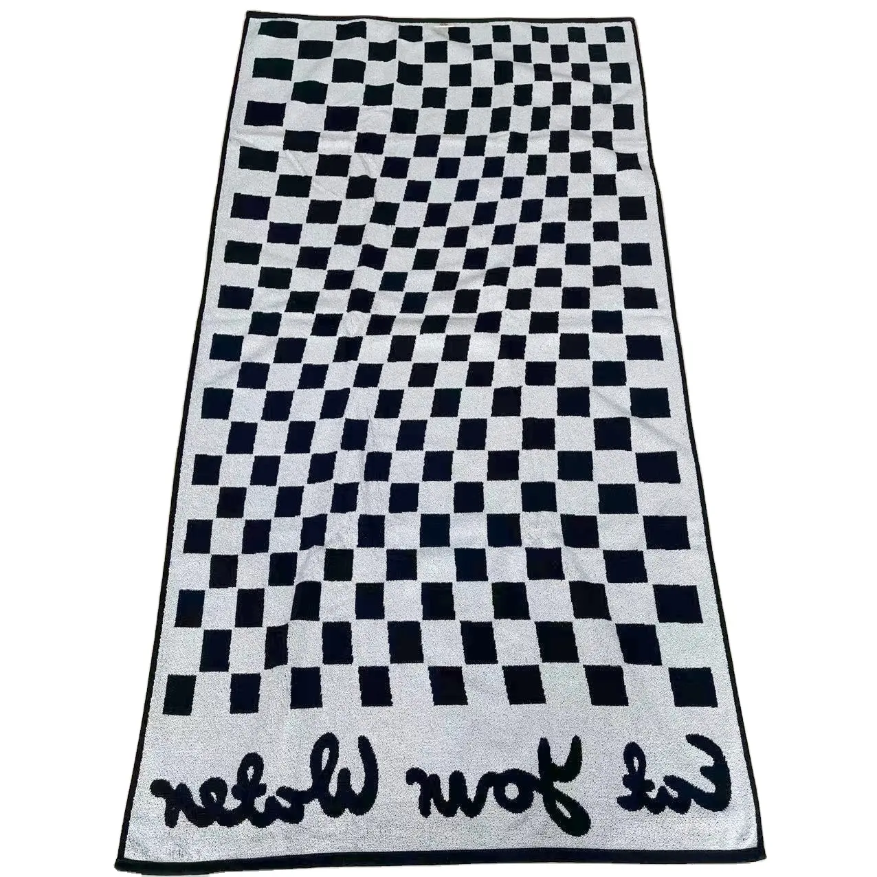 100% organic jacquard beach towel water absorbent towels luxury high gsm with Checkerboard Towel 100% Cotton Bath
