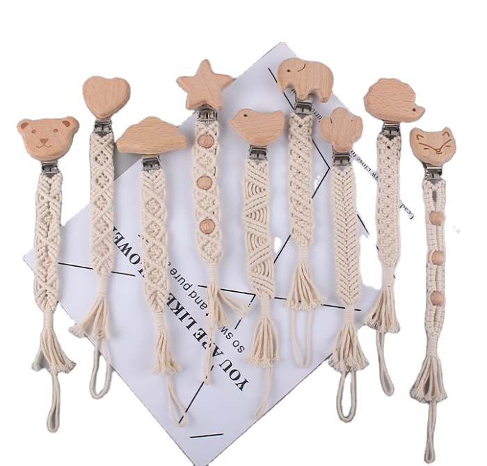 Оптовая продажа, макраме, вязаный хлопковый вязаный крючком держатель для соски-пустышки