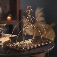 Cesto Decorativo de Ferro Dourado Estilo Retrô Americano, Design de Luxo Leve, Artesanal e Criativo para Mesa, para Pousadas e Hotéis, Atacado