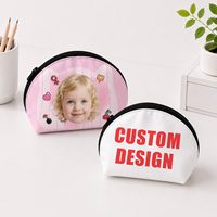 Bolsa de Maquillaje Personalizada con Diseño de Dibujos Animados, en Forma de Abanico, de Poliéster, Monedero Personalizado, Mini Bolsa con Cremallera, Unisex, para Guardar Artículos Pequeños