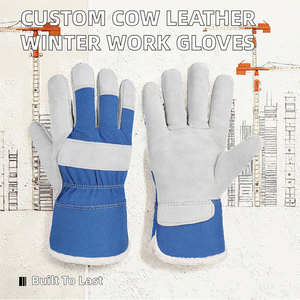 Guantes de Trabajo de Invierno de Cuero Vacuno de Primera Calidad con Logotipo Personalizado al por Mayor, 2 cm de Grosor, Resistentes a la Abrasión - Product Image 3