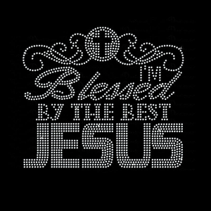 Magliette Religiose Cristiane Personalizzate con Strass, Design 'I Am Blessed' con Applicazione in Strass, Tessuto Elasticizzato - Product Image 2