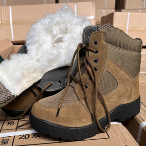 Bottes de neige d'hiver pour hommes, chaussures de travail à talon moyen doublées de polaire en cuir de vache, pour temps froid, protection jusqu'à 40 degrés, taille adulte - Product Image 1