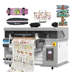 Giftec UV 4060 Impressora plana de grande formato UV Dtf A3 Digital CMYK Color Label Impressora de sinais para pequenas empresas