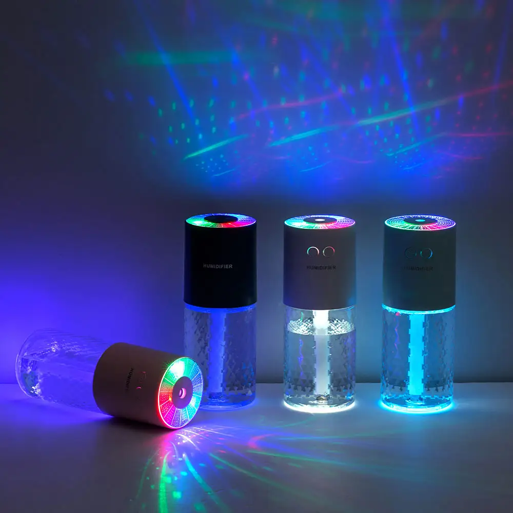매직 크리스탈 다채로운 LED 라이트 홈 오피스 데스크탑 가습기 미니 USB 초음파 기관총 가습기