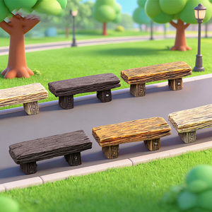 Mini-banc en résine simulée pour décorations paysagères, chaise en bois miniature réaliste, ornements de bureau, accessoires de bricolage - Product Image 1