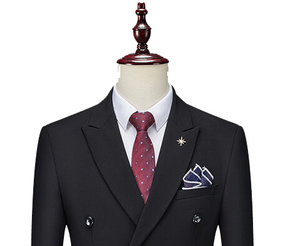 Abito da uomo a doppio petto tinta unita per banchetti casual tendenza italiana formale per banchetti - Product Image 3