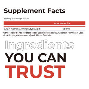 Suplemento de Aminoácidos OEM 750mg GABA (Ácido Gamma-Aminobutírico) 100 Cápsulas Ayuda a Promover la Relajación en Adultos - Product Image 3