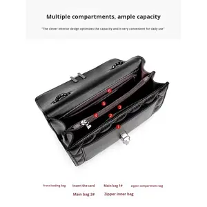 广州批发 PU 女式包拉链封口都市简约冬季菱形链条中号单肩斜挎包 - Product Image 3