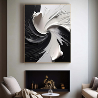 Œuvre d'art personnalisée pour hôtel, art mural texturé 3D noir et blanc, peinture abstraite minimaliste