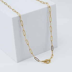 ZOGXIN Stainless Steel Paperclip Chain Necklace 18K Gold Plated Geometric Design Clavicle Chain European American Style Jewelry - Product Image 4