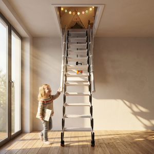 <span class=keywords><strong>Escalera</strong></span> Telescópica Oculta para Ático de Diseño Moderno para el Hogar, Elevador Plegable Retráctil Eléctrico de Aleación de Aluminio Engrosada - Product Image 2