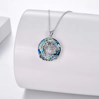 Vente en gros de collier avec pendentif Arbre de vie en argent sterling 925 et cristal bleu pour femmes