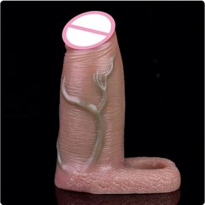 Drop Shipping Penis Sleeve Enlargement Sex Toys for Men Delay Ejaculation Cock Ring Silicone Realistic Hollow <b>Dildo</b> Sheath - Product Image 3