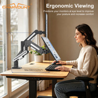 Soporte para Dos Monitores con Resorte de Gas Multicolor, Nuevas Opciones en Blanco/Negro/Naranja/Rojo, Ajustable, para Monitores de 40 Pulgadas, Altura Ajustable, Aluminio y ABS
