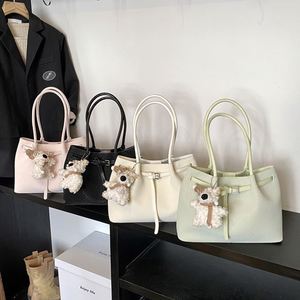 Minimalist Style Solid Color Waterproof PU <b>Totes</b> <b>Bags</b> with Zipper Closure Portable for Women <b>Summer</b> Autumn - Product Image 2