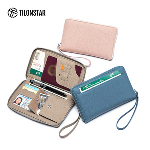 TILONSTAR TPW109P Minimalist Travel Organizer Passport Cover with Pen Clip &<b>Coin</b> Pocket Family Genuine Leather Passport Holder - Product Image 5
