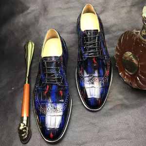 Chaussures multicolores pour hommes Chaussures habillées personnalisées en cuir véritable de crocodile et Oxfords Alligator classique Chaussures de soirée d'affaires pour hommes - Product Image 2