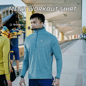 Men's Casual Long Sleeve Athletic Workout <b>Shirt</b> 100% Polyester Quick Dry <b>Moisture</b> <b>Wicking</b> Loose Fit Blank Design for Running - Product Image 2