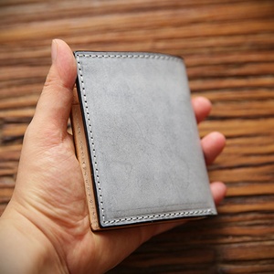 Italian Vegetable Tanned Leather Wallet Custom Slim Minimalist Card Holder Leather Men Wallet - Product Image 3