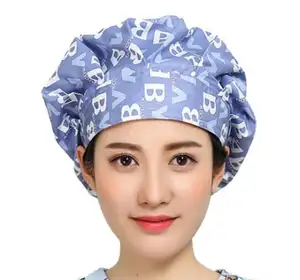 Donne Bouffant Scrub Caps Cappelli di Cura di Cotone Stampato Fascia Regolabile tappi di Lavoro