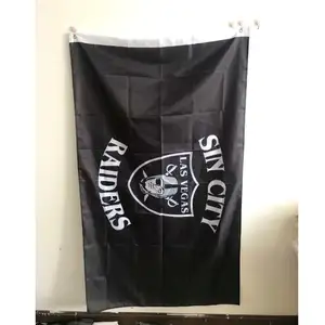 Kustom 3x5kaki 100% poliester tim olahraga Las vegas sin Kota raiders bendera untuk penggemar