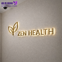 Enseigne en lettres en acier inoxydable rétroéclairées par LED 3D, style minimaliste personnalisé, logo d'entreprise lumineux pour la réception de bureau