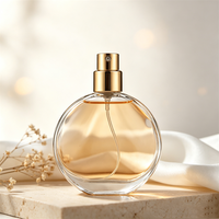 Flacon de parfum vide en verre plat rond de remplacement 50/100 ml avec pulvérisateur doré, rechargeable