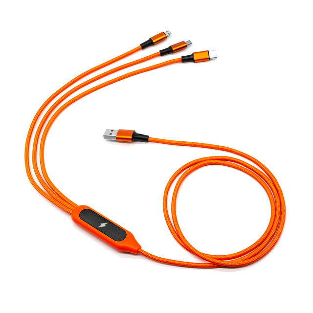 Multi Head Charging Cable, 1.2m LED Light-up Logo Charging Cable, 3A 3 in 1 Fast Charger Cable for Promotional Gifts