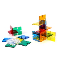 Personnalisé Enfants Apprentissage 24pcs Coloré Clair Acrylique Carré Flocon de Neige Construction Cubes Blocs Ensembles de Blocs Empilables