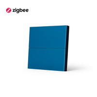 Interrupteur intelligent Merten 4 modules bleu Zigbee, panneau en aluminium aviation, type UK 86, prise en charge du fil neutre, contrôle vocal via application, IP20, minuterie