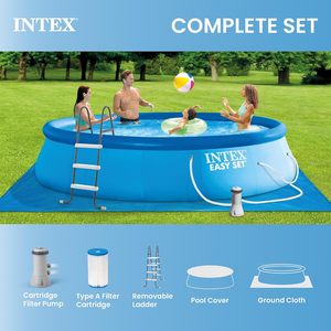 <span class=keywords><strong>Piscine</strong></span> gonflable hors sol ronde <span class=keywords><strong>Intex</strong></span> Easy Set 15 pi x 42 po avec filtre à cartouche, pompe, échelle, couverture et bâche de sol - Product Image 5