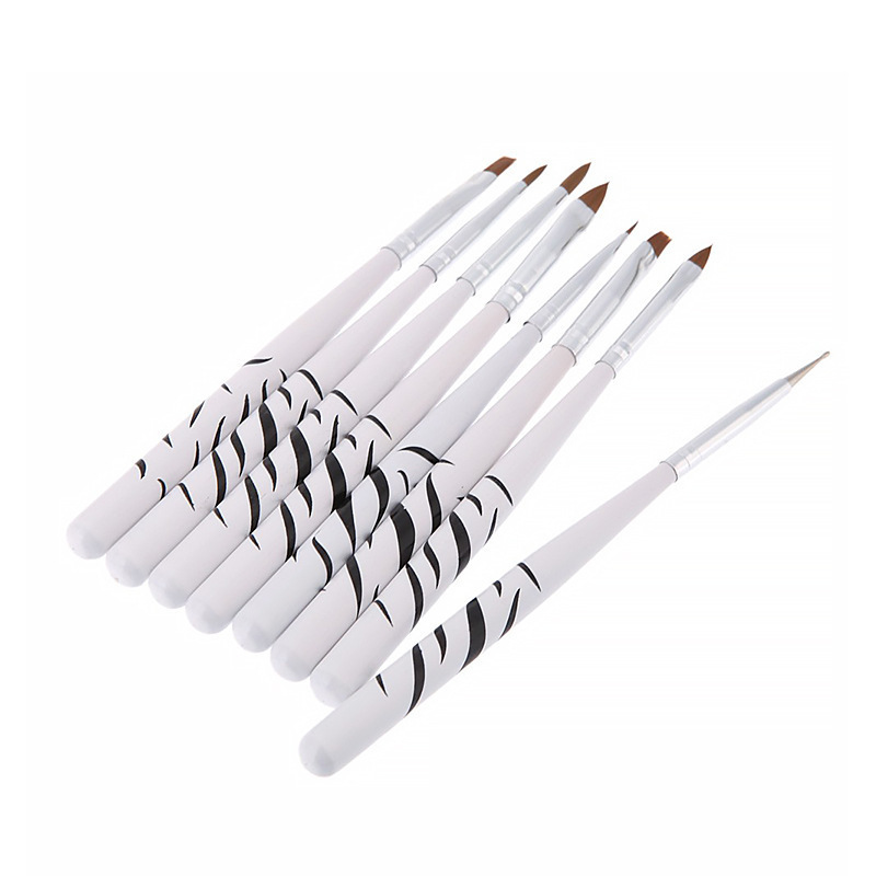 Ensemble de pinceaux à ongles à rayures zébrées (8 pièces)