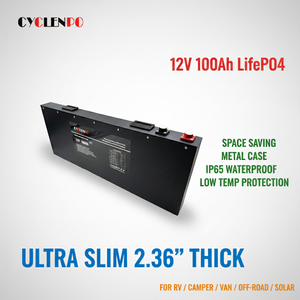 <span class=keywords><strong>Batterie</strong></span> LiFePO4 12V 100Ah ultra-mince 2,36 pouces, design ultra-plat, boîtier métallique gain de place pour véhicule tout-terrain et camping-car - Product Image 1