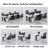Poste de travail moderne et minimaliste 46/4 avec structure en acier simple, écran double face détachable et chaise de bureau mobile