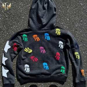 เสื้อมีฮู้ดแบบสวมหัวมีซิปสำหรับผู้ชายเสื้อฮู้ดแบบตัดขอบแบบไร้เชือกทำให้ซีดจากแสงแดดสามารถซักได้3D พิมพ์ลายพัฟ/โฟม - Product Image 2