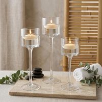 Kerzenhalter-Set, 3-teilig, hohe Kerzenständer, winddicht, für Stabkerzen, als Tischdekoration für Hochzeiten, Partys und Feiertage